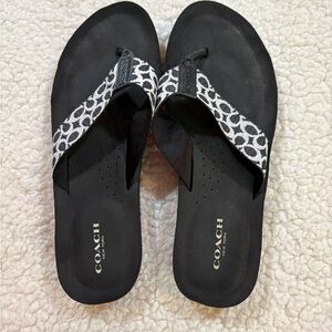 COACH. Black and White Flip Flops